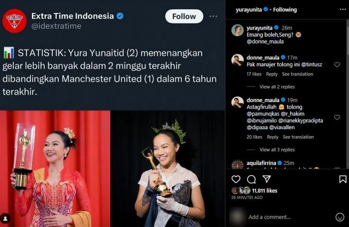 Yura Yunita Dibandingkan dengan Manchester United Soal Prestasi