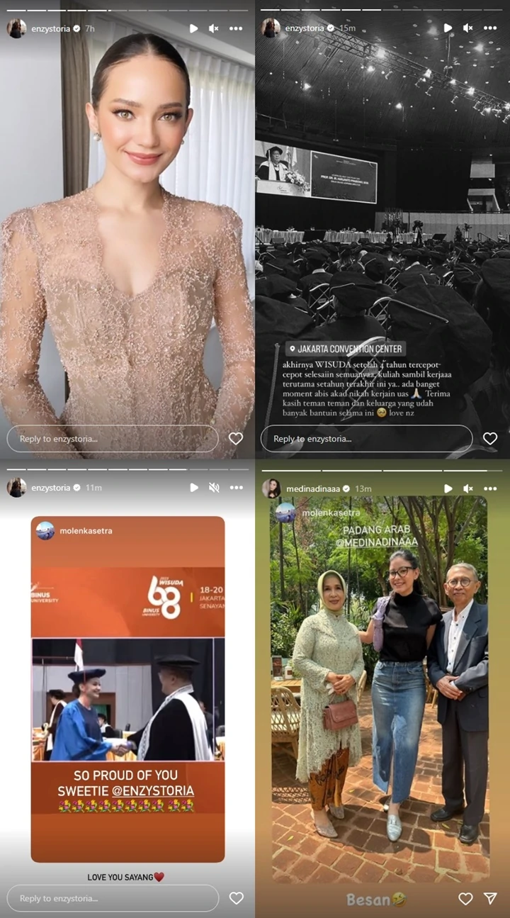 Enzy Storia Anggun Didampingi Mertua di Momen Wisuda