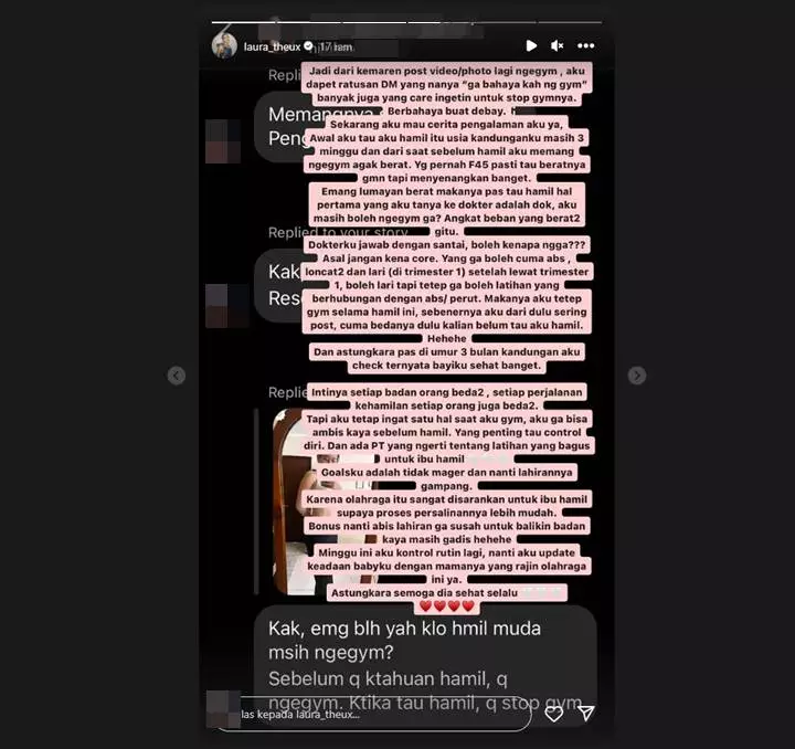 Laura Theux Diserbu Ratusan DM Perkara Ngegym saat Hamil Muda