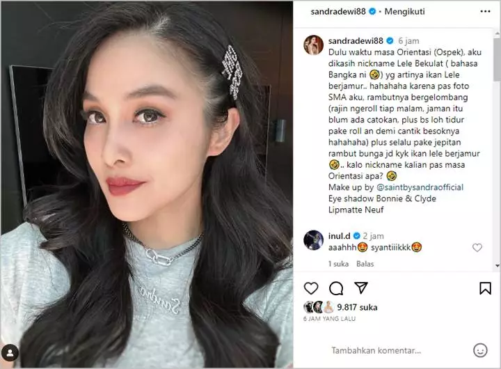Sandra Dewi Bongkar Kisah di Balik Julukan ‘Lele Bekulat’ di Masa Ospek