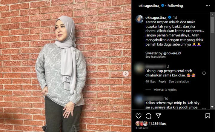 Okie Agustina Singgung Ucapan Adalah Doa