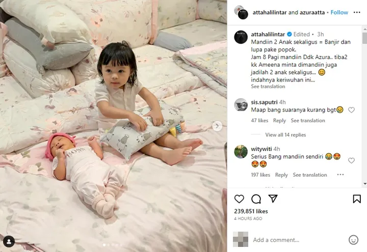 Atta Halilintar Terjebak Kekacauan Gegara Nekat Mandikan 2 Anak Sekaligus