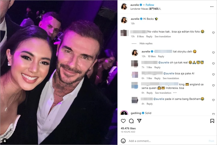 Aurelie Moeremans Tegaskan Fotonya Bareng David Beckham Bukan Editan