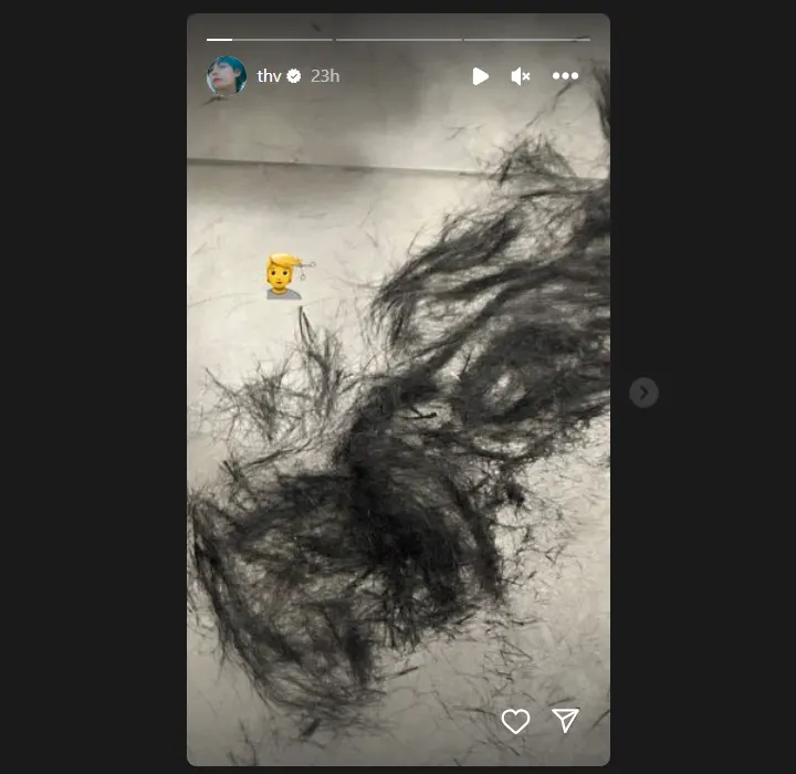 V BTS potong rambut