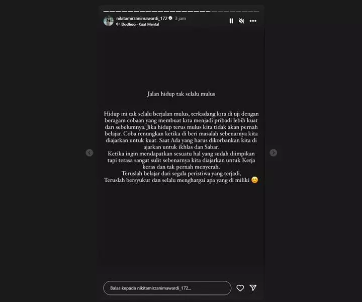 Nikita Mirzani Mendadak Berbagi Renungan tentang Jalan Hidup