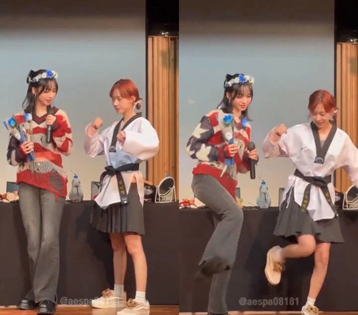 Karina dan Winter aespa di fanmeeting