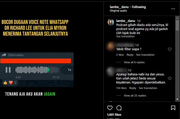 Rekaman Suara dokter Richard Lee bocor