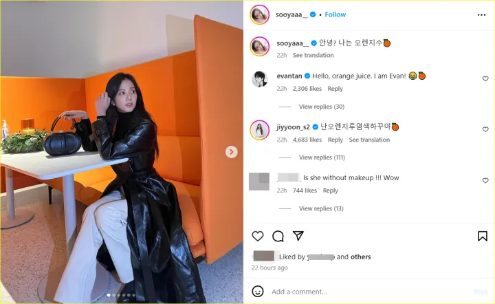 Jisoo BLACKPINK post dengan emoji jeruk