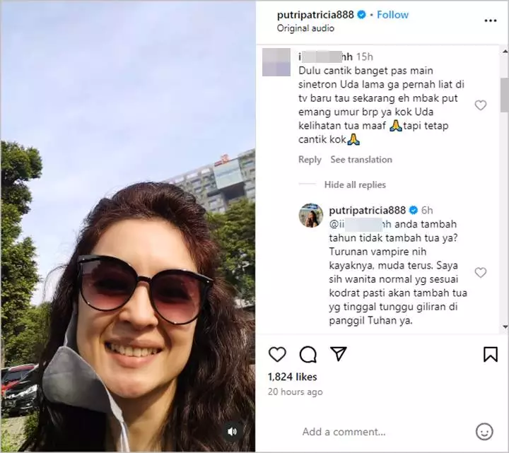 Putri Patricia Beri Respons Cerdas ketika Dinilai Terlihat Tua