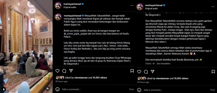 Marissya Icha Gelar Acara Pengajian Bertabur Artis