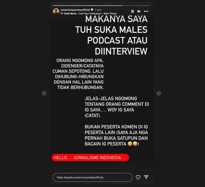 Chef Juna Kesal Omongannya di Podcast Dikaitkan ke Peserta ‘MCI’ Lain