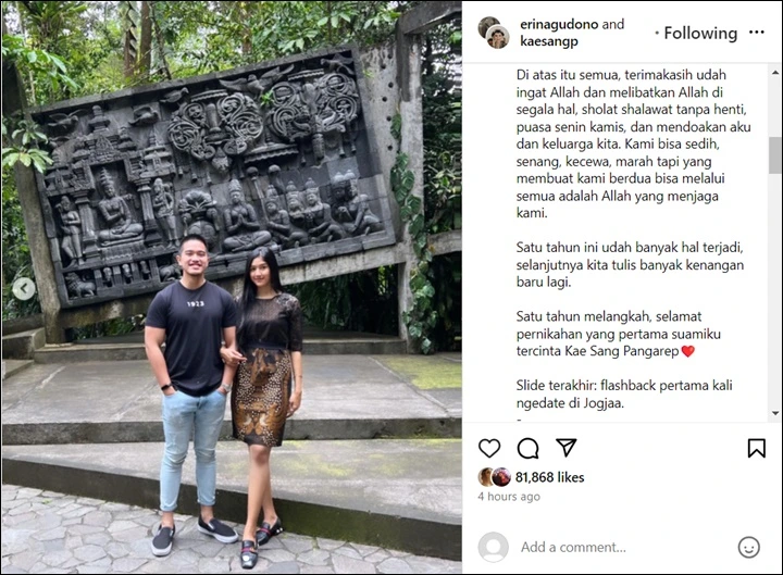 Erina Gudono Spill Foto Kencan Pertama Dengan Kaesang Pangarep di Momen Anniversary