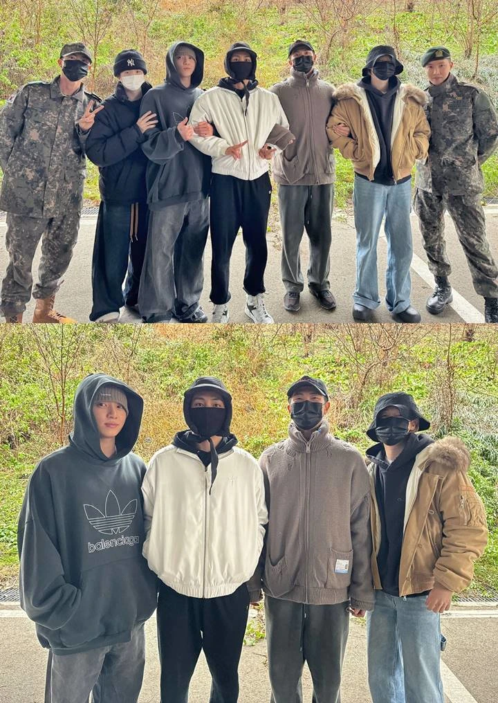BTS menunjukkan foto mengantar RM dan V