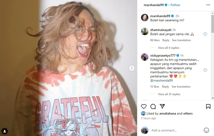 Marshanda Curhat Bahagia Auto Dapat Komentar Manis dari Vicky Prasetyo