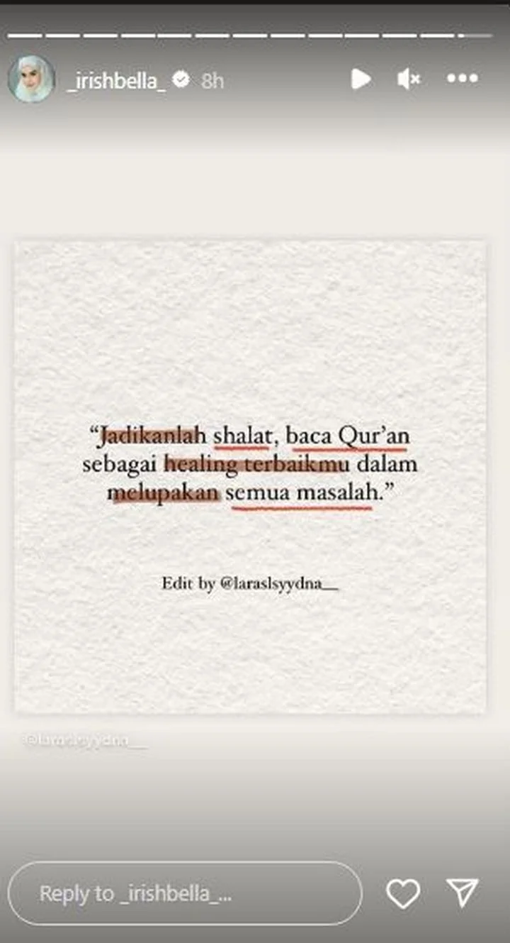 Irish Bella Diduga Sindir Ammar Zoni Soal Cara Healing