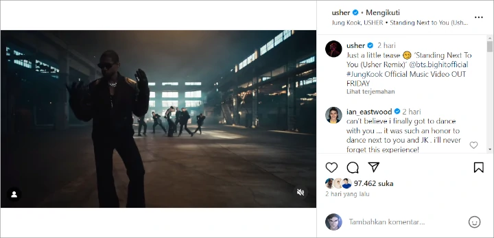 Usher mempromosikan kolaborasinya dengan Jungkook BTS