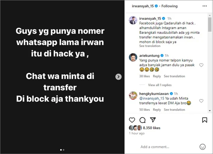 Irwansyah Wanti-Wanti Soal Penipuan Atas Namanya Usai Jadi Korban Hacker