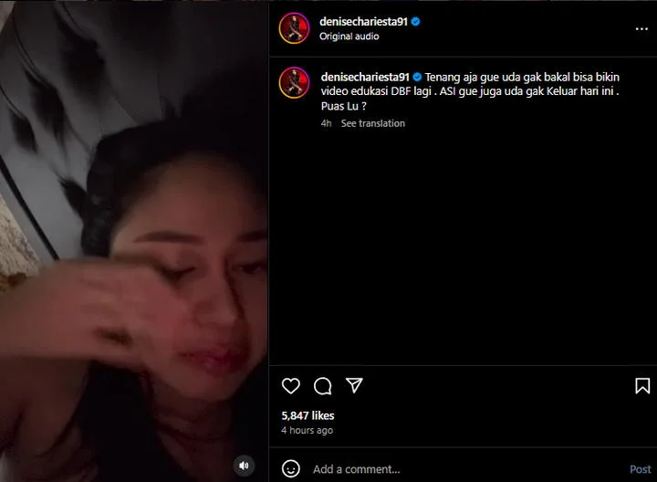 Denise Chariesta Menangis Klarifikasi Soal Video Menyusui Tanpa Sensor yang Viral