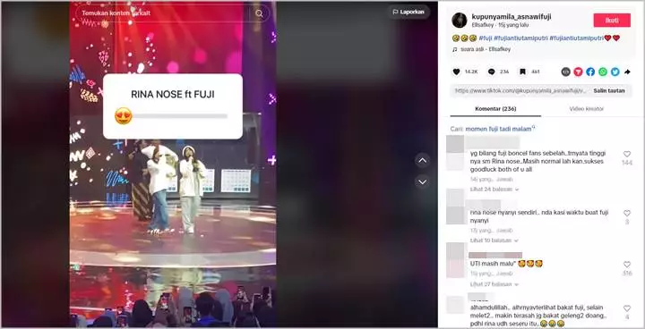 Fuji An Bikin Salfok Gara-Gara Tinggi Badan Saat Duet Bareng Rina Nose