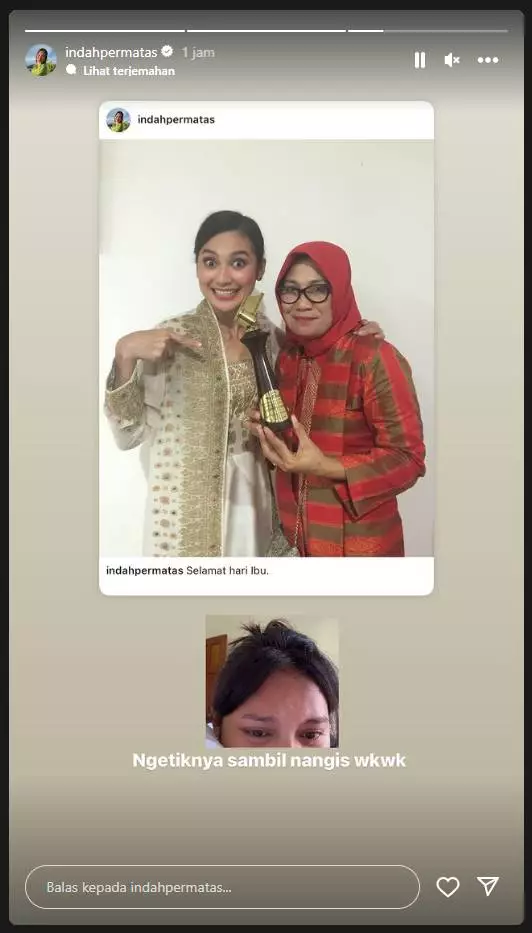 Indah Permatasari Bercucuran Air Mata saat Buat Unggahan Khusus untuk Nursyah
