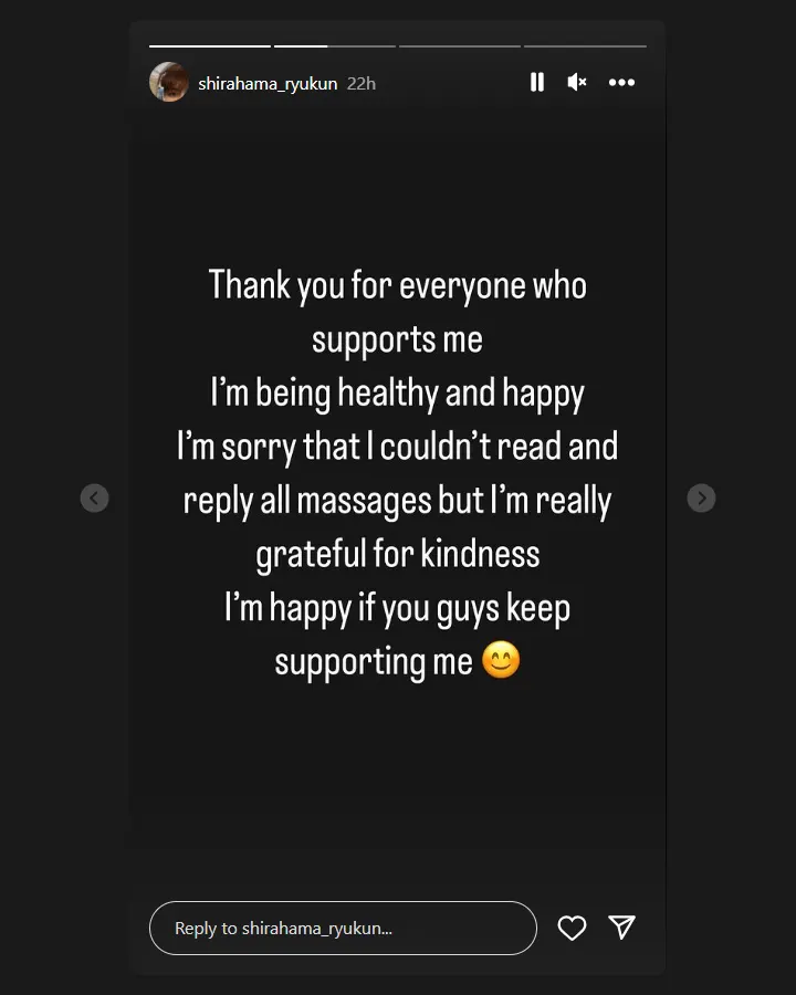 Ryu berterima kasih karena dukungan para penggemar