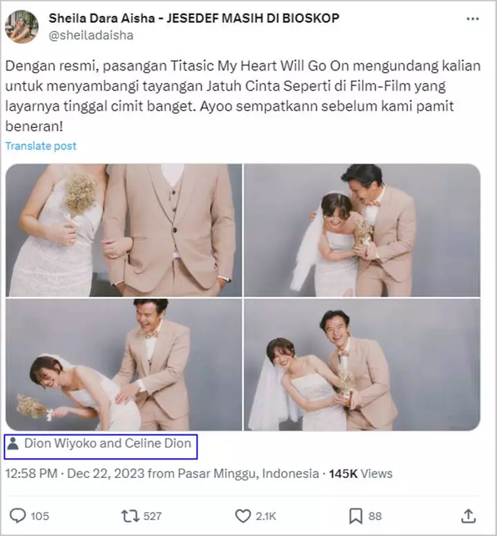Sheila Dara Tandai Sosok Tak Terduga kala Pajang Foto Bareng Dion Wiyoko