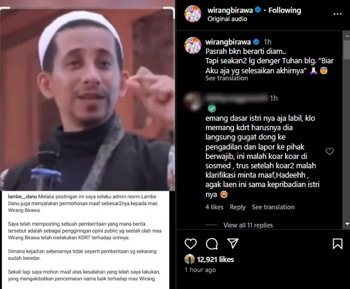 Wirang Birawa Tanggapi Bijak Soal Rumor KDRT hingga Usir Istri