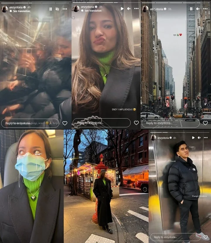 Enzy Storia Nikmati Suasana Natal di New York meski Jatuh Sakit