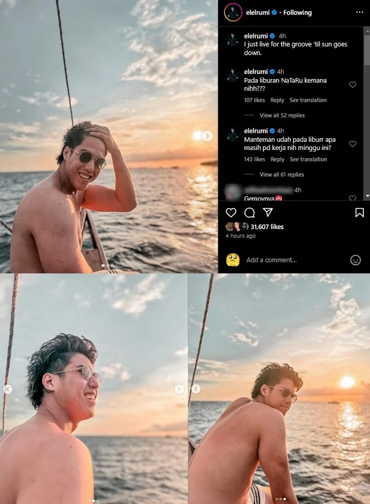 El Rumi Pajang Foto Sendirian di Pantai Auto Ramai Digoda