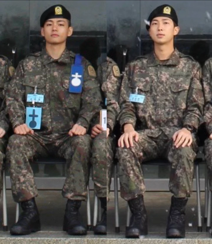 Foto RM dan V BTS Sebagai Peserta Pelatihan Militer Tersebar