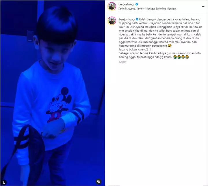 Ben Joshua Beri Ending Kocak saat Cerita Pengalaman Anak Nyaris Kehilangan Tas di Jepang