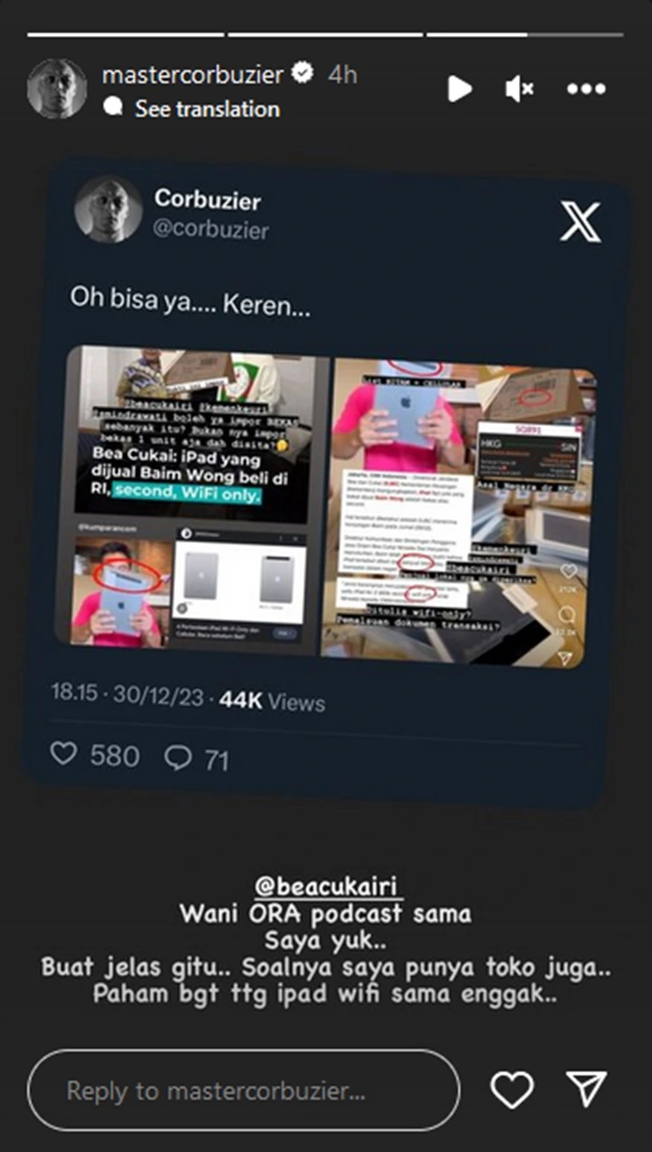 Deddy Corbuzier Beri Tanggapan Nyelekit soal Kontroversi Baim Wong Jual iPad Murah