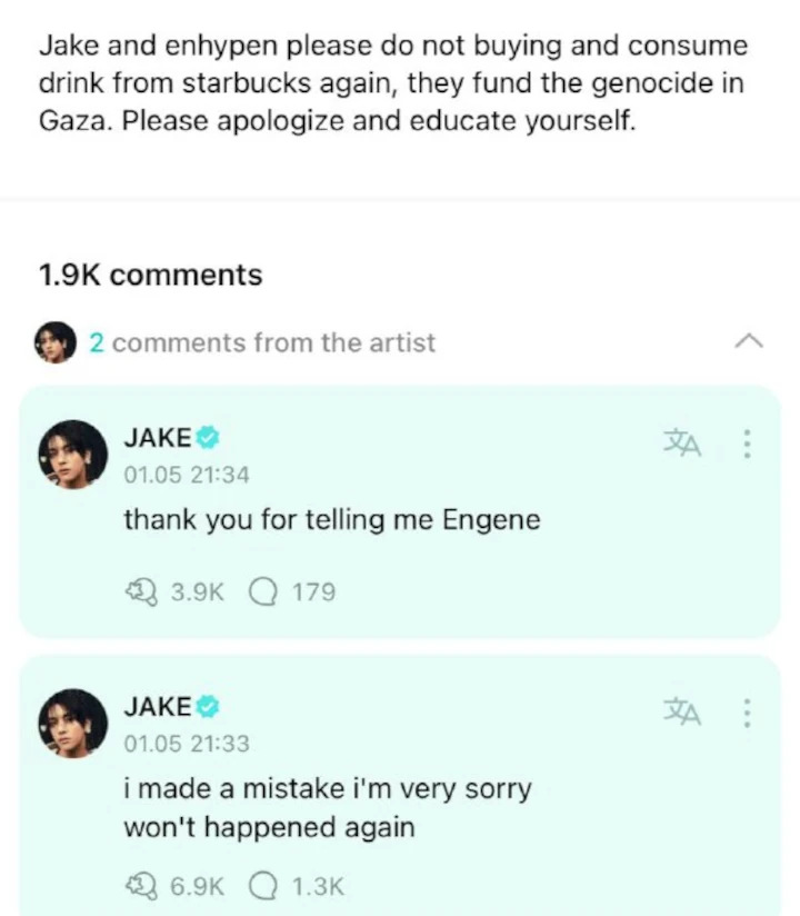 Jake ENHYPEN Gercep Minta Maaf Imbas Minum Produk Diduga Pro Israel