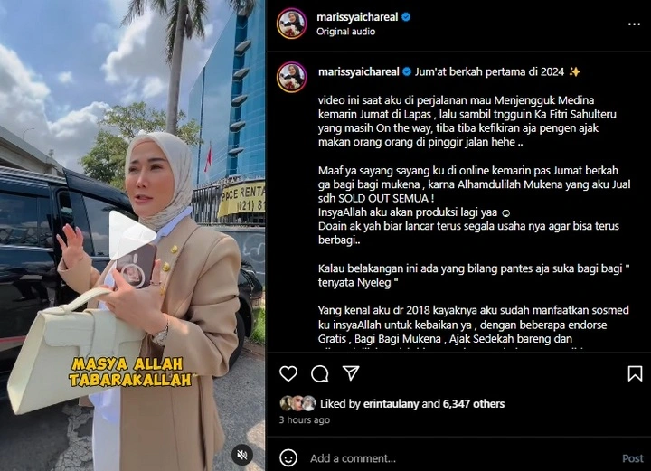Marissya Icha Sentil Meohok Haters usai Dicibir Gegara Jenguk Medina Zein