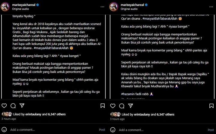 Marissya Icha Sentil Menohok Haters