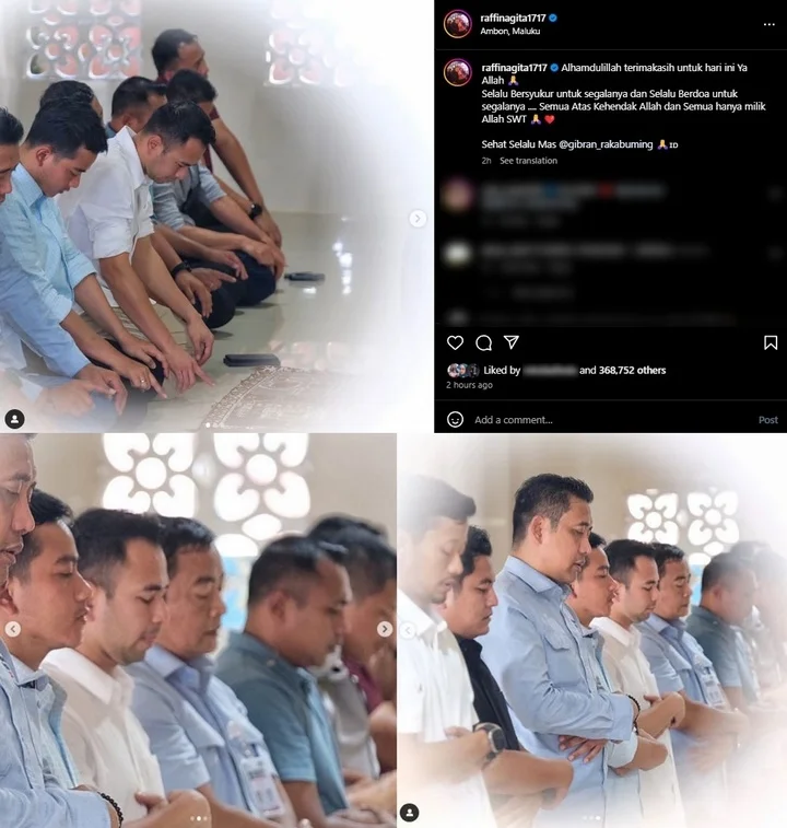 Raffi Ahmad Pamer Salat Bareng Cawapres Gibran Rakabuming Raka