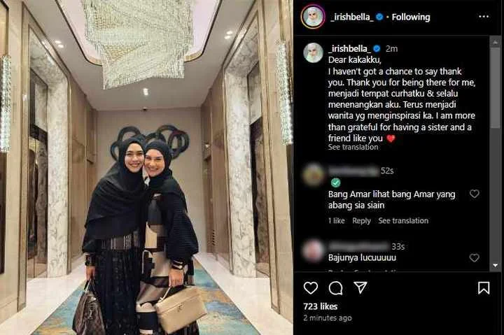 Irish Bella Tulis Pesan Menyentuh untuk Oki Setiana Dewi