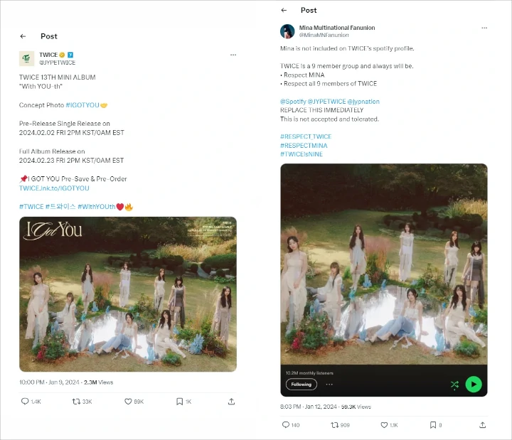 Mina TWICE Trending Lantaran Fotonya Tak Dicantumkan di Cover Spotify
