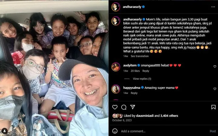 Andhara Early Jadi Sopir Antar Jemput Anak Sekolah Hingga Viral