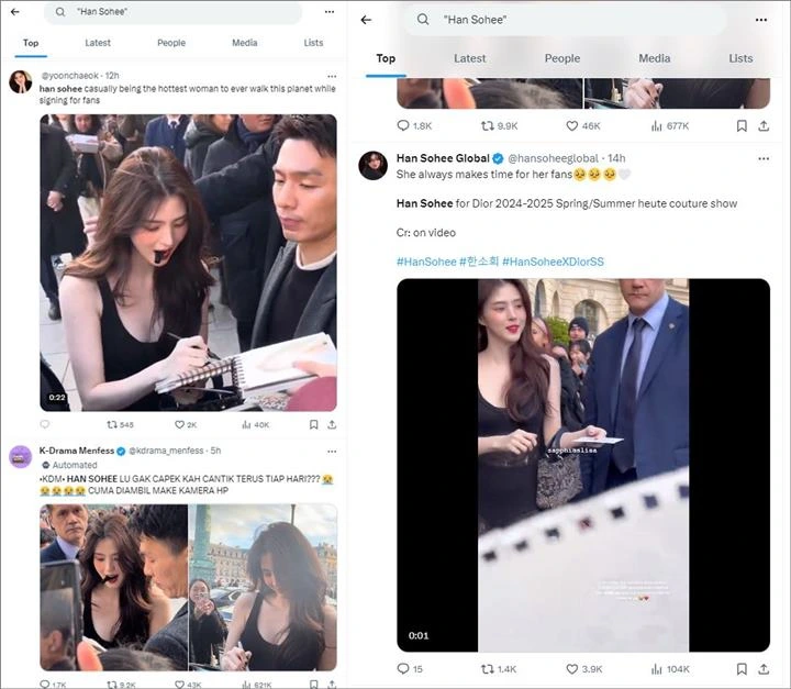 Han So Hee Viral Berkat Gesturnya saat Ladeni Fans di Paris Fashion Week 2024