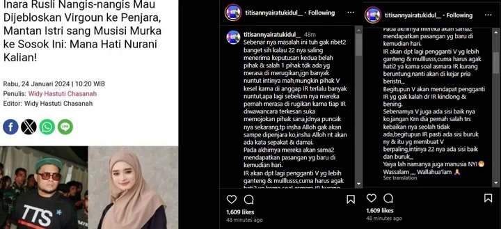 Ramalan Titisan Nyai Kidul Soal Virgoun dan Inara Rusli