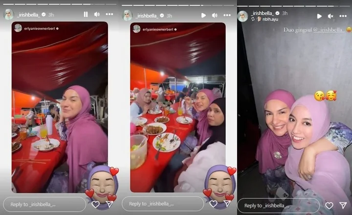 Irish Bella Asyik Nongkrong Makan di Pinggir Jalan