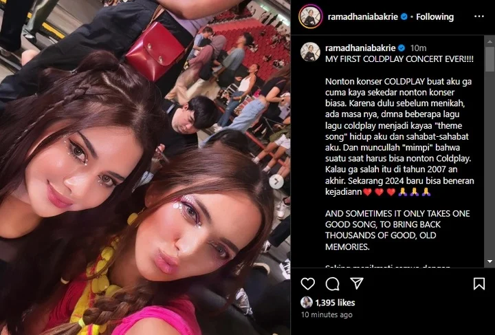 Nia Ramadhani Perdana Nonton Konser Coldplay