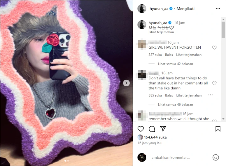 HyunA Diduga Hapusi Komentar Jahat Imbas Go Public dengan Yong Jun Hyung