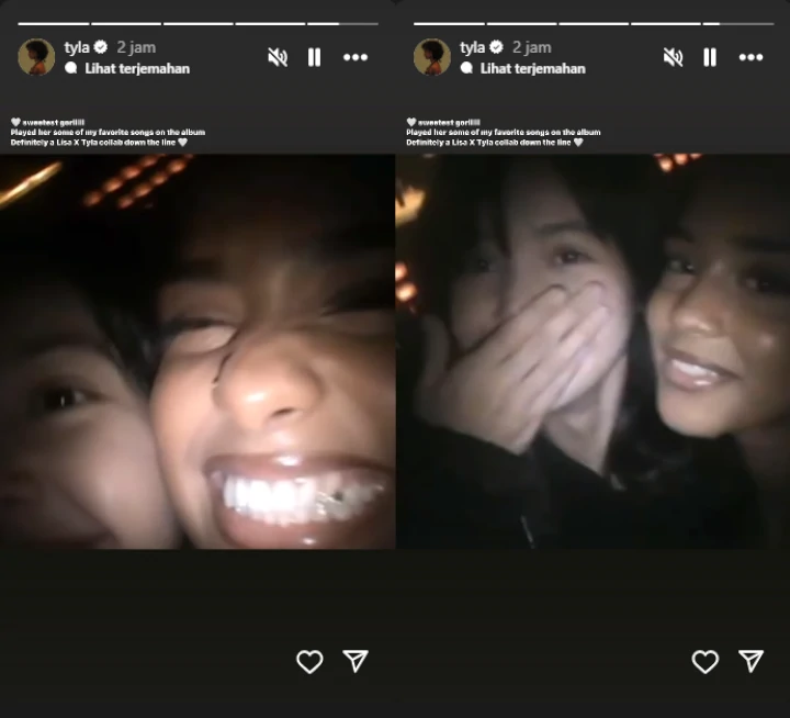 Lisa BLACKPINK dan Tyla Isyaratkan Kolab usai Posting IG Story Menggemaskan