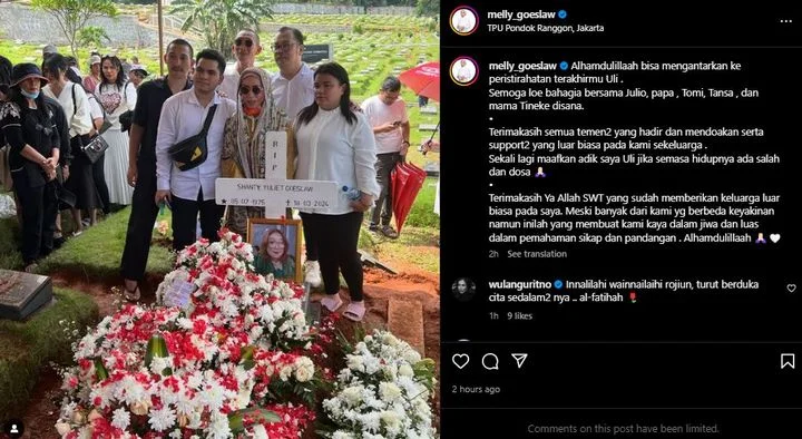 Melly Goeslaw Hadiri Pemakaman Sang Adik yang Beda Agama