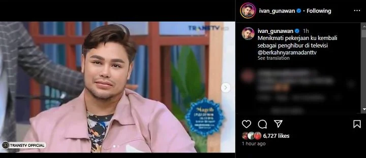 Ivan Gunawan Semringah Balik ke Acara Televisi