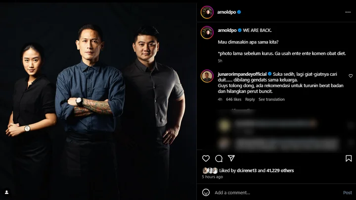 Chef Juna Komentari Postingan Chef Arnold