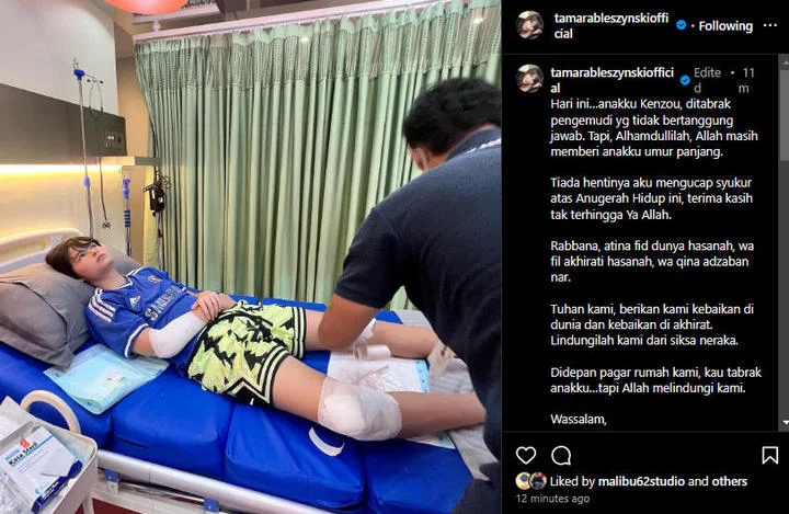 Tamara Bleszynski Umumkan Sang Putra Kecelakaan