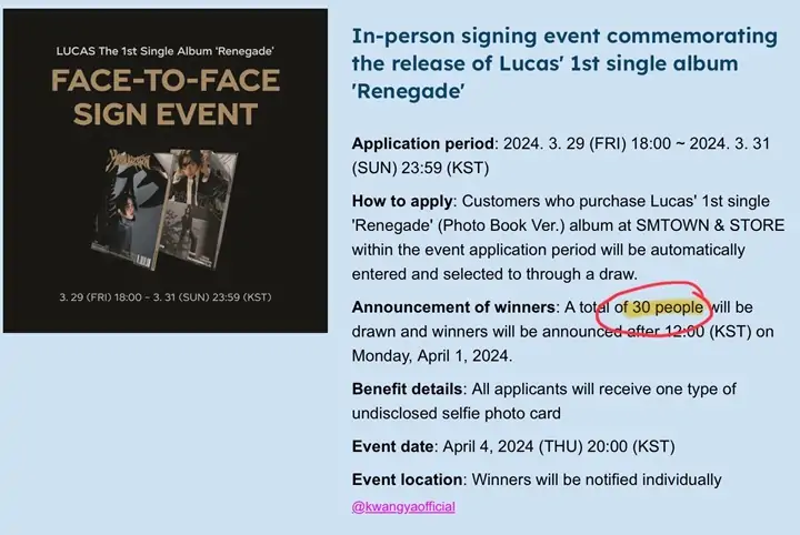 Lucas Eks NCT Digunjing lantaran Acara Fansign Cuma Dihadiri 30 Orang